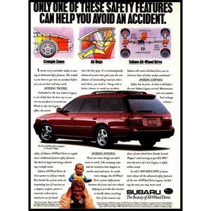 1995 Subaru Legacy LS Station Wagon Vintage Print Ad Father Son Baby Boy Photo